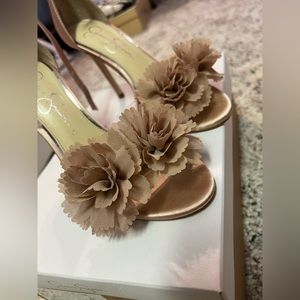 Nude blush satin heels